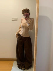 Hnewly  Harajuku Sexy Knitted Two Pieces Cropped Single Breasted Cardigan + Drawstring Bodycon Strapless Vest Autumn Y2k Aesthetic Suit