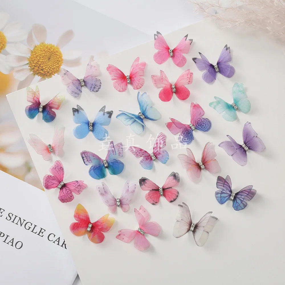 Hnewly 5PCS New Cute Princess Mesh Double-layer Butterfly Lovely Girls Hairpins Children Headwear Hairgrip Hair Clips Hair Accessories