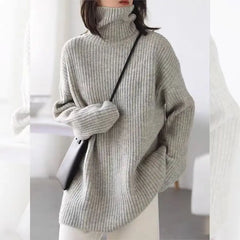 Hnewly  Oversized Turtleneck Sweater Soft Rib Knit Long Sleeve High Neck Pullovers Women Plain Jumper Autumn Winter 90s Normcore Outfit