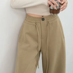 Hnewly  Korean Fashion Wide Leg Trousers Women Chic Drawstring High Waist Baggy Pants Woman Streetwear Loose Warm Sport Pants Female