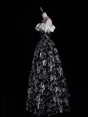 Hnewly  Off-Shoulder Strapless Slim High-Waisted Black Long Evening Dress Graduation Coming-of-Age Ceremony Birthday Host Banquet Dress