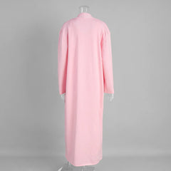 Hnewly  Maternity Dress Photoshoot Pink Two Piece Pregnancy Outfit Knit Maxi Gown with Cardigan Baby Shower Gender Reveal Bump Friendly