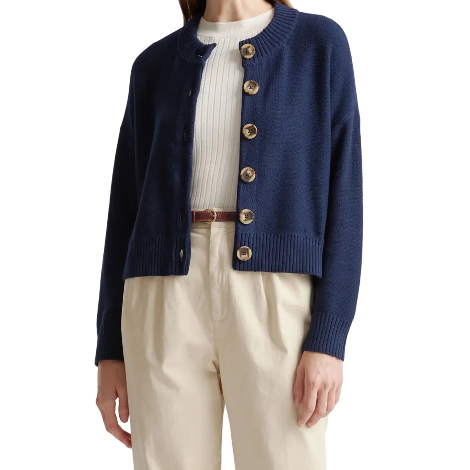 Hnewly Cardigan Tops y2k Women Clothes Solid Color Crew Neck Long Sleeve Button Down Knit Sweater 2000s Clothing Outwear