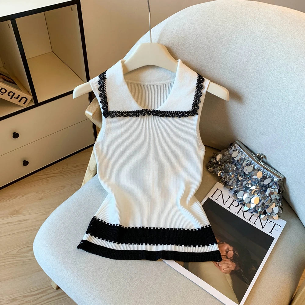 Hnewly  Half Zipper Stripe Pullover Sweater  Women Loose Knitted Base Shirt  2025 Spring /Autumn Japanese Style Long Sleeve Pullover Top
