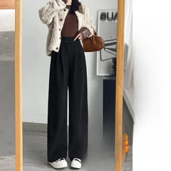 Hnewly  Wide Leg Pants Jogger Womens Autumn Corduroy Checked Flannel Tender Jacquard English-Style Embroidery Altgoth Classical Plaid OL