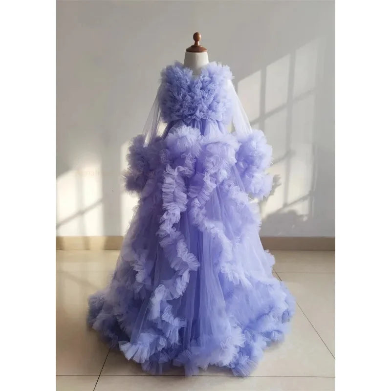 Hnewly  Orange Maternity Ruffle Tulle Dress PhotoShoot vestidos para embarazadas Photographie