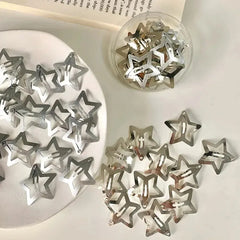Hnewly 10/25/50/100/200pcs Sliver Y2K Star BB Hair Clips for Girl Metal Snap Hairpins Barrettes Women Filigree Styling Hair Accessorie