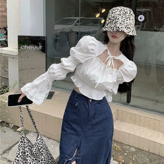 Hnewly Blouses Women Crops Tender New Arrival Pure Chic Prevalent Dating Spring Fall Leisure Preppy Style Holiday Fit Mujer Blusas