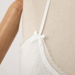 Hnewly  Summer white crop top women jacquard lace trim spaghetti strap cami tops sleeveless breathable relaxed fit causal camisole