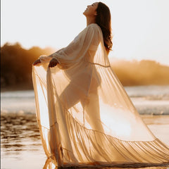 Hnewly  Maternity Gown For Photo Shoot Sexy Transparent Chiffon Beach Robe For Photo Shoot PropsPhotography Dress For Women