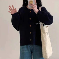 Hnewly  Button Up Cardigan Sweater for Women Cozy Knitted Long Sleeve Single Breasted Sweater Jacket Autumn Winter Casual Chic Outfit