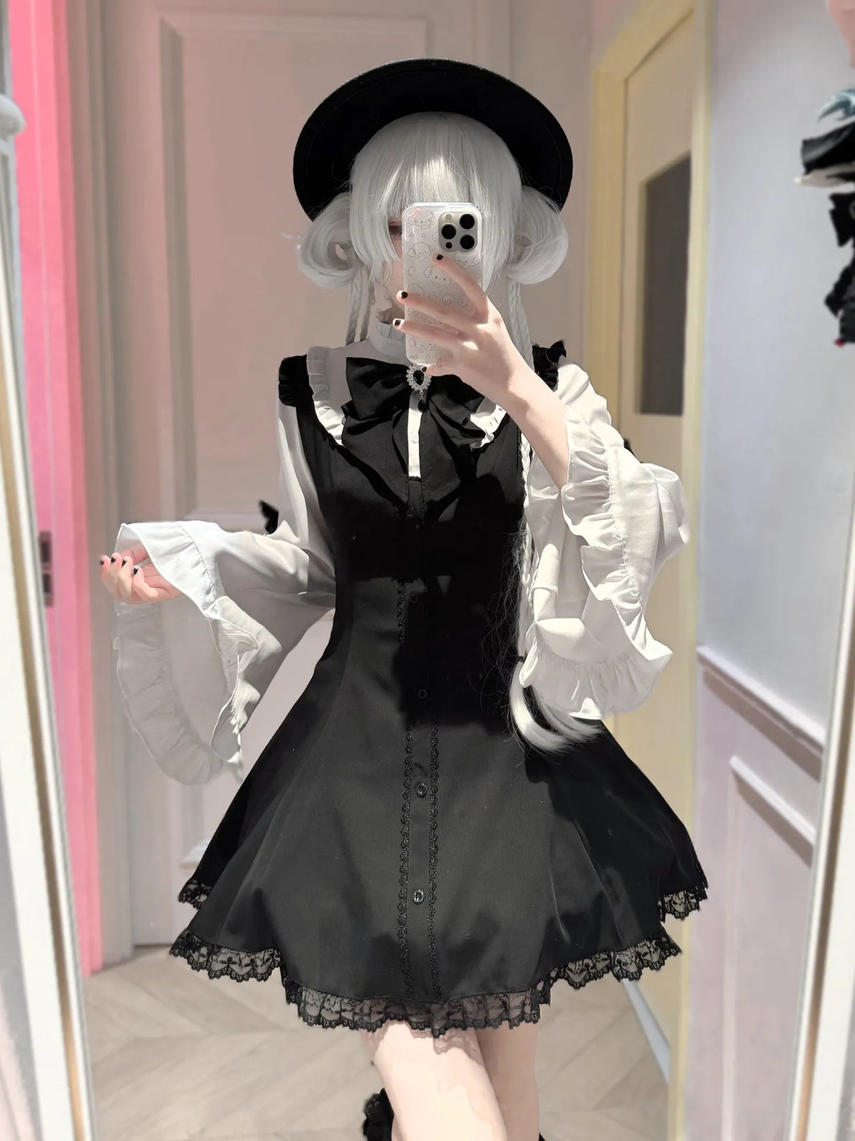 Hnewly  2-Piece Set Gothic Lolita Women's Matching Sets Spring New Japanese Subculture Women's Large Size Long Sleeve Dress Short Set