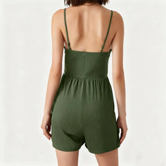 Hnewly  Summer pants pocket set, solid color, elegant, casual, strappy shorts, fashionable, comfortable jumpsuit.