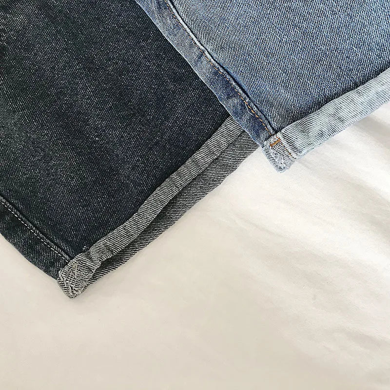 Hnewly  Versatile High Waisted Denim Shorts Summer 2025 New  Rolled Edges Loose Wide Leg Hot Pants Minimalist Women's Beach Pants