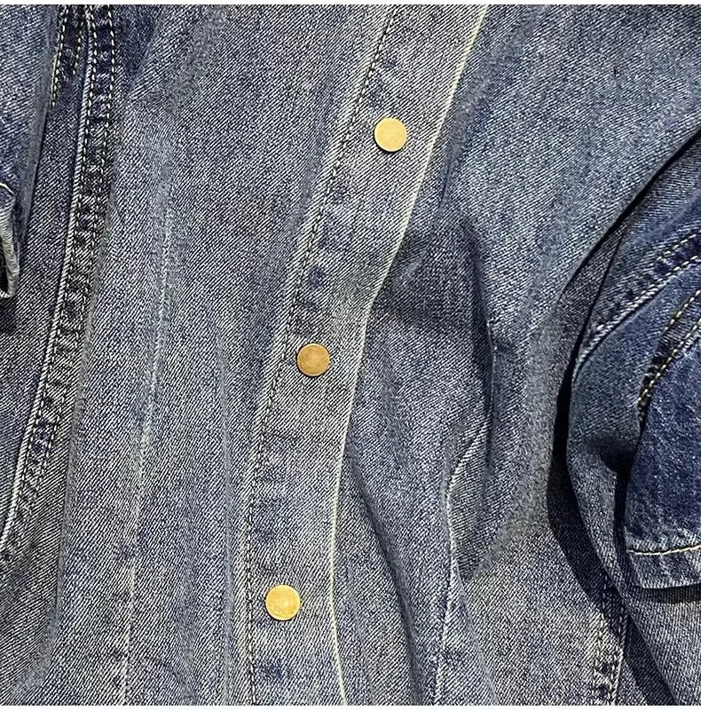 Hnewly  Retro Denim Jacket Women's 2025 Summer New Loose Versatile Short Sleeved Top Large Size Single Breasted Turndown Collar Shirt