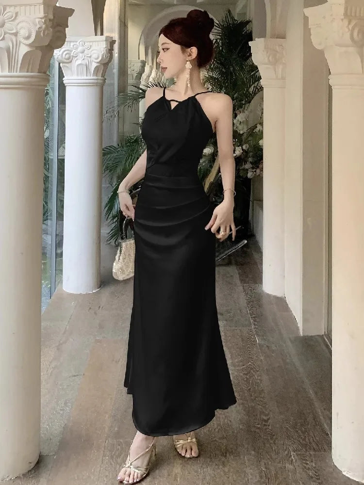 Hnewly  Dresses Women Sleeveless Sexy Elegant Off Shoulder Slim Backless Temperament Mermaid Dress Party Female Fashion Summer