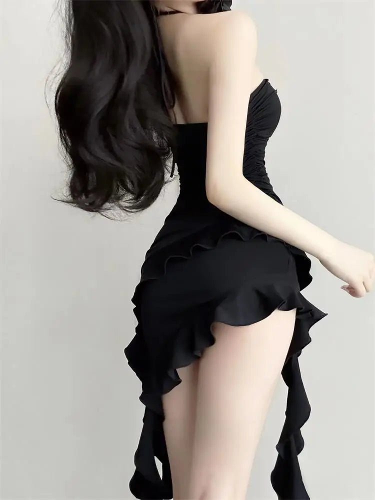 Hnewly DRESS TO IMPRESS Summer Sexy Mini Dress Women Sleeveless Strapless Streetwear Backless Bodycon Black Dress Party A-LINE Dresses Y2k