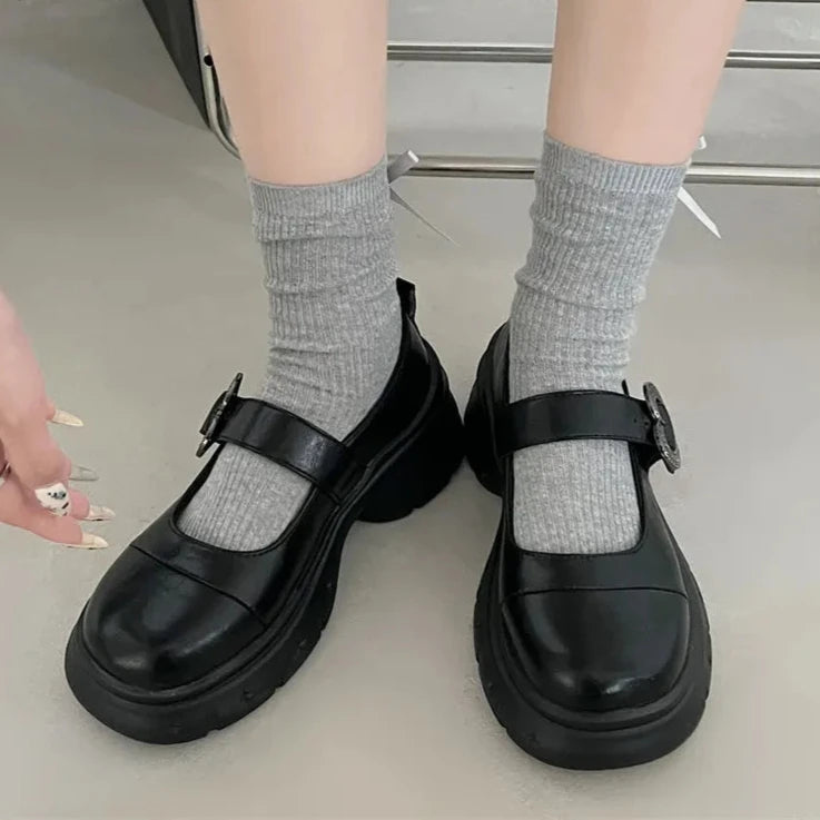 Hnewly Chunky Loafers Shoes autumn Women Japanese Style Slip On brown Lolita Shoes Women Fashion Thick Sole Round Toe Uniform Shoe