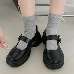 Hnewly Chunky Loafers Shoes autumn Women Japanese Style Slip On brown Lolita Shoes Women Fashion Thick Sole Round Toe Uniform Shoe