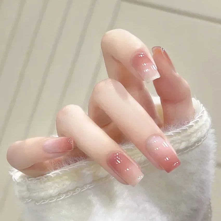 Hnewly 24pcs Red Rose False Nails Full Coverage Set Reusable Fake Nails Faux Acrylic Press on Nails with Accessories