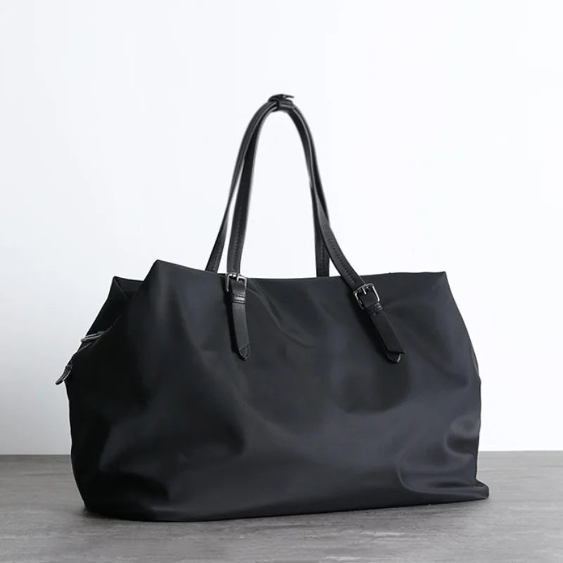 Hnewly  Black Waterproof Nylon Gym Bag Large Capacity Travel Tote Bag For Men Women Versatile Handheld Shlouder Bag Yoga Bag Laptop Bag
