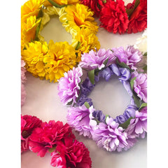 Hnewly  1pc Women's New Spring & Summer Solid Color Artificial Fabric Flower Hair Scrunchie, Suitable For Beach, Hawaii Vacation, Daily