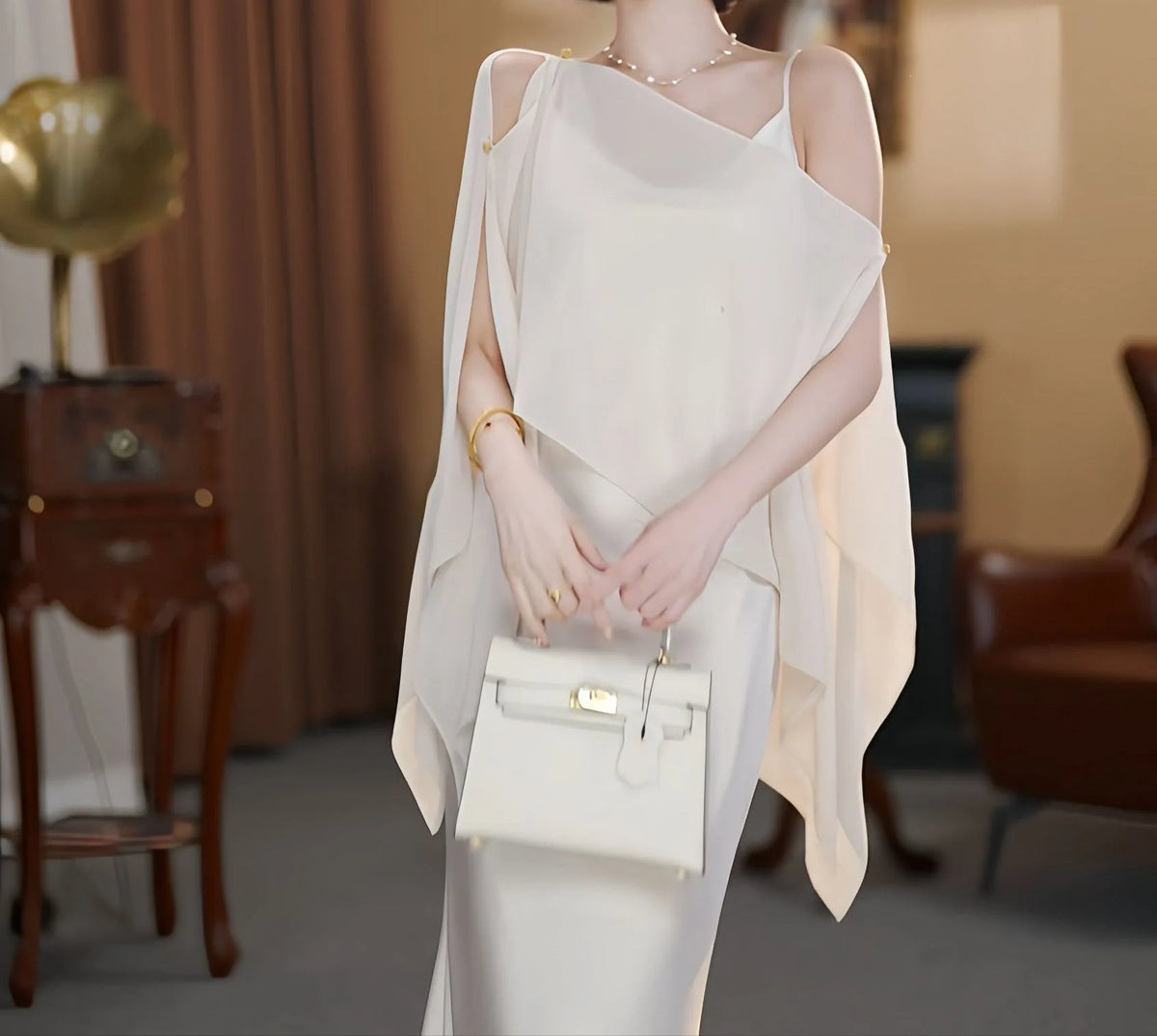 Hnewly  Ice Silk Snowflake Sun Protection Clothing Women Summer Outerwear Thin Asymmetrical Shawl Coat with Sling Skirt Cover up