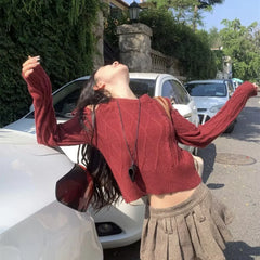 Hnewly  Women Sweater Autumn Winter O Knitted Hollow Out Pullovers Soft Warm Basic Tops Korean Fashion Long Sleeve Slim Bottoming Shirts