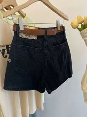 Hnewly  Retro Denim Shorts for Women's Summer New High Waisted Loose Wide leg Short Pants Fashion A-line Hotpants Oversized S-5XL