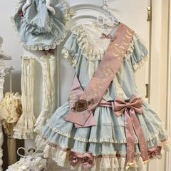 Hnewly  Lost Cherry Lolita Original Design Hazelnut Sea Salt Bear Ribbon Hats Hand Sleeves Lolita Cosplay Accessories