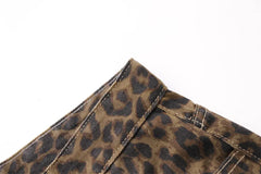 Hnewly  Streetwear High Waisted Leopard Print Jeans for Women Y2k Retro Denim Pants Hip Hop Straight Wide Leg Baggy Jeans
