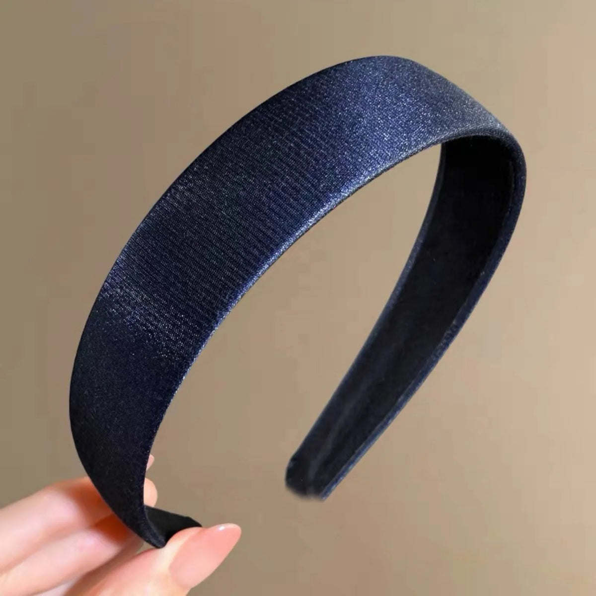 Hnewly  1Pc Blue Satin Shimmering Wide-Brim Headband for Autumn Winter American Retro Style, Luxe Vibe, Suitable for Face Washing Hair S