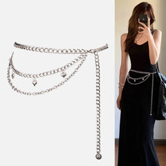 Hnewly  1pc New Multi-Layer Love Heart Waist Chain, Metal Chain Vintage Y2K Waist Accessory for Women