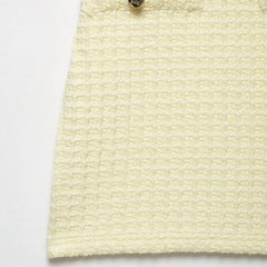 Hnewly  Butter Yellow Elasticity Knitted Mini Dress Women Elegant Splicing Sleeveless Backless Gowns Lady High Street Vestidos
