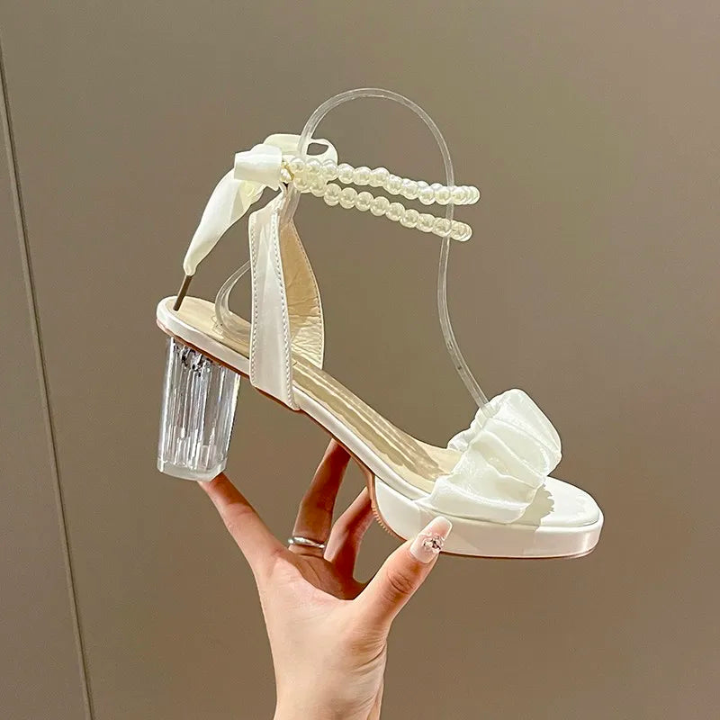 Hnewly Black Platform Sandals Female Shoe Summer Lace Denim Women's High Heels Med Espadrilles Girls Laces Fashion Gladiator Beige