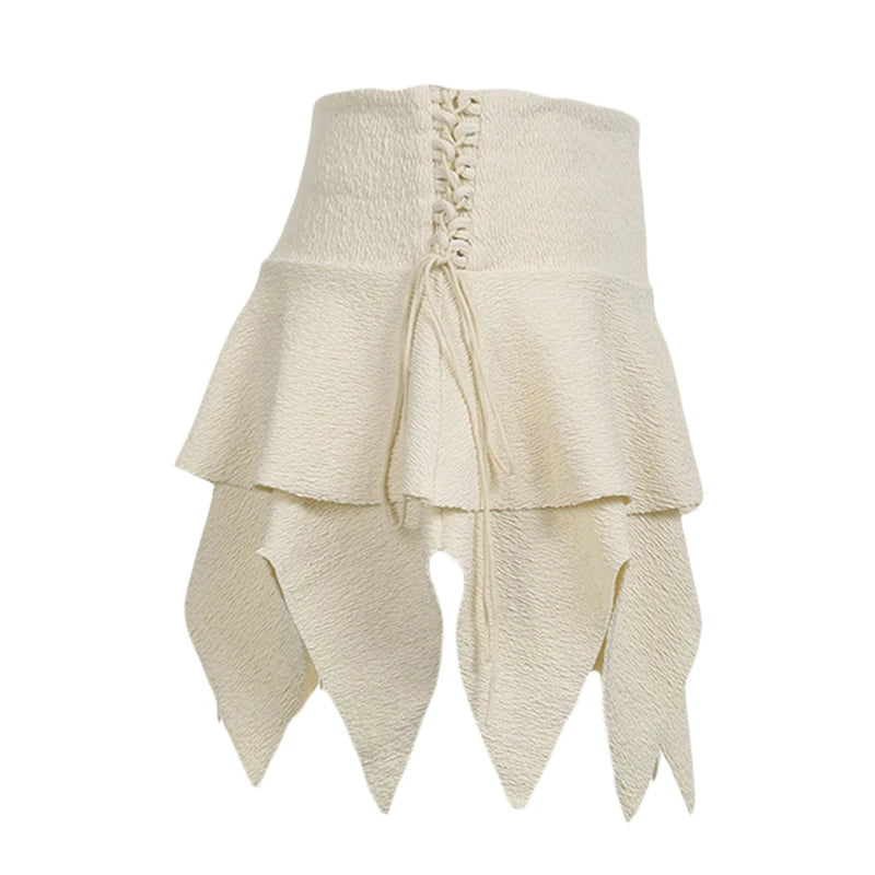 Hnewly Sexy y2k Mini Skirt Women Summer Streetwear Solid Color Elastic Band High Waist Irregular Hem Skirts 2000s Streetwear