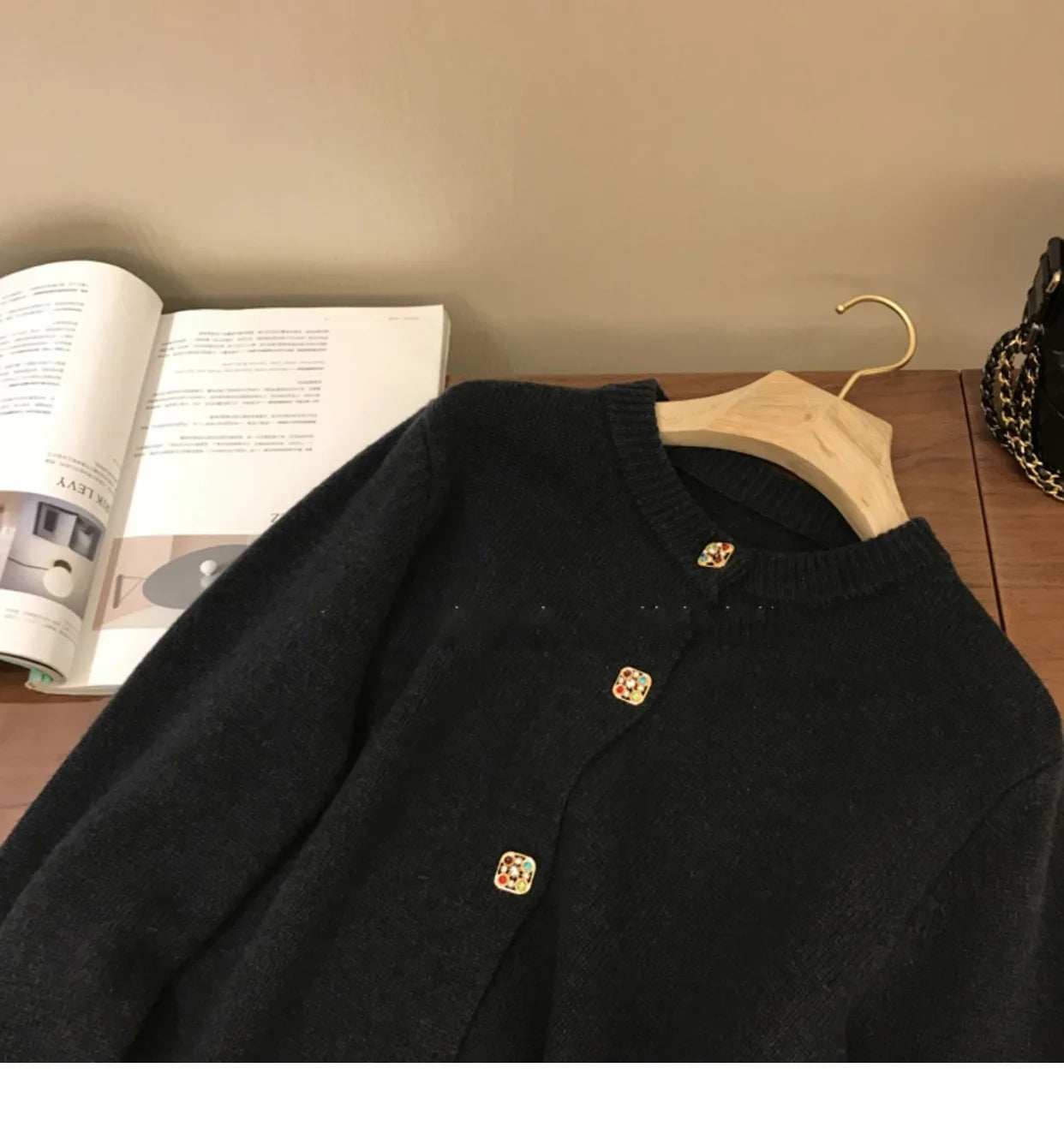 Hnewly  Solid O-Neck Sweater French Elegant Single Breasted Women's Spring Autumn Winter New Fashion All-match Long Sleeve Top Coat