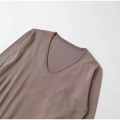 Hnewly  Casual Knitted Lace Patchwork Sweater Women Loose V-neck Full Sleeve Female Pullover Spring Lady Cozy All-match Knitwear