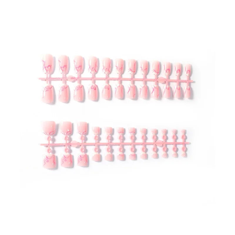 Hnewly 48pcs Hand & Foot Two-Piece set White French style Fake Nails With Square Shape Simple Press On Nails False Toe Nail