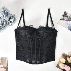Hnewly  Fishbone shapewear lace with sexy suspenders breast pads Spice girls thin hollow-back outside wear