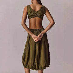 Hnewly  Summer New Women's High Waist Versatile Simple Style Midi Skirt White Half-Length Skirt Comfortable Casual Daily Wear