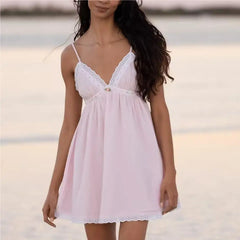 Hnewly  Sexy evening dresses for women ecening party Summer dresses women flower v neck white dress elegant vintage dresses pink