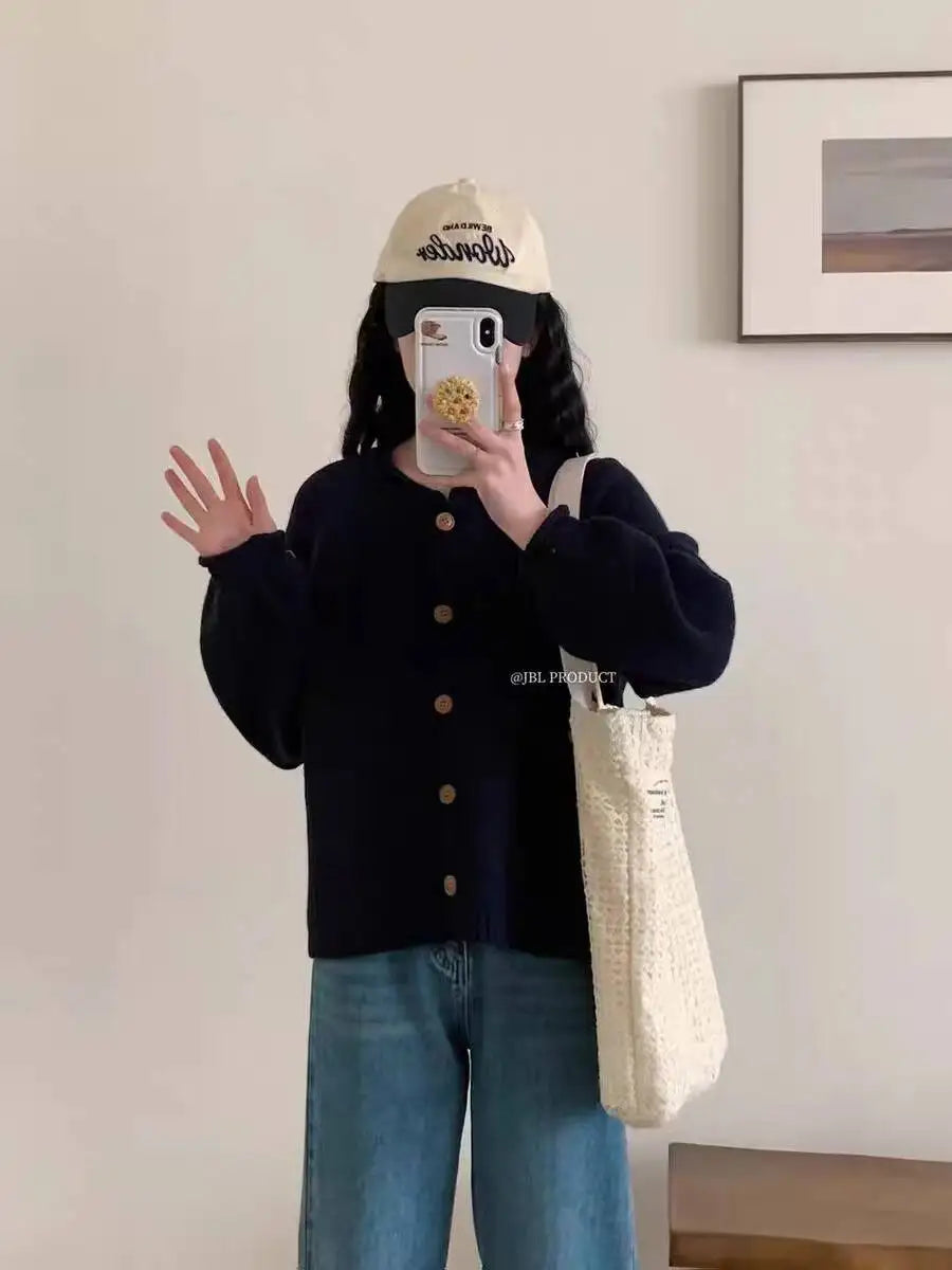 Hnewly  Women Sweater Cardigan Soft Knitted Button-Down Long Sleeve Plain Sweater Jacket Top Fall Winter Korean Ladies Chic Outfit