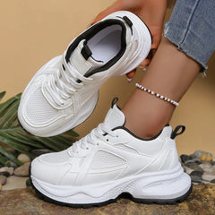 Hnewly  Spring Summer New Casual Sneakers for Women  Korean Fashion Lace Designer Mesh Shoes Woman Sports Platform Shoe Female