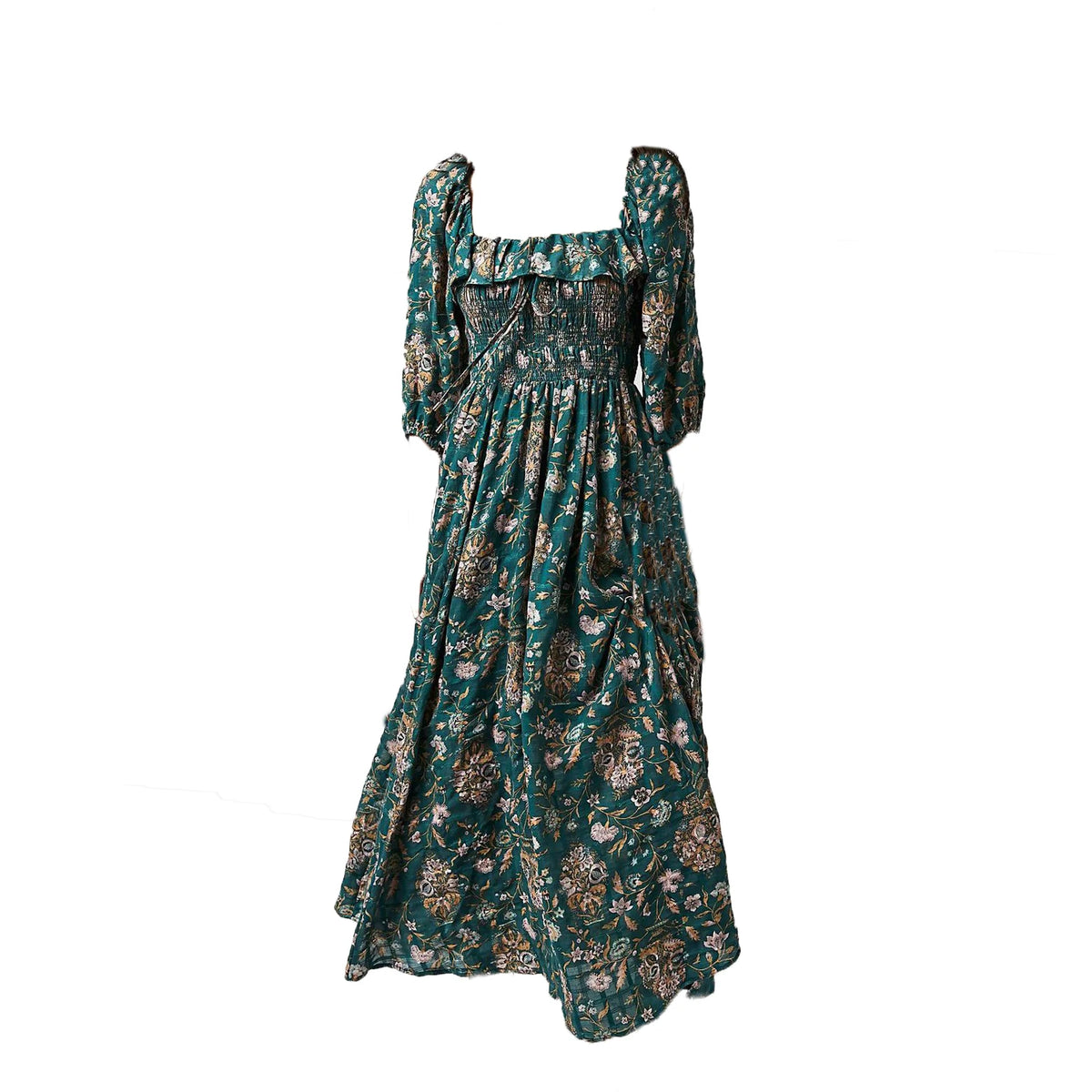 Hnewly  Boho Floral Maternity Dress Photography Backless Half Sleeve Ruffle Maxi Gown for Pregnant Women Gender Reveal Party Outfit