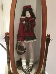 Hnewly  Lazy Bow Off Shoulder Long Sleeve Loose Knitted Sweater Tops+ High Waist Ruched Skirts Autumn New Two Piece Sets