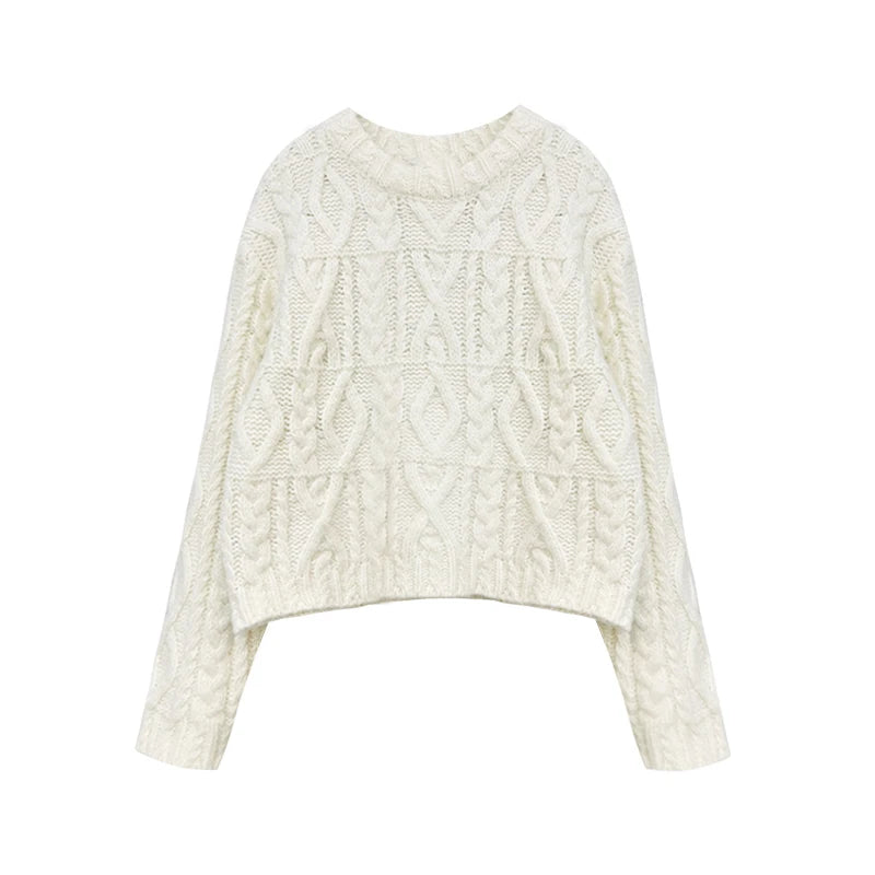 Hnewly  Chunky Knit Oversized Sweater Pullovers Women Loose Cable-knit Crewneck Sweater Jumper Teen-girl Granpa Style Y2K Outfit