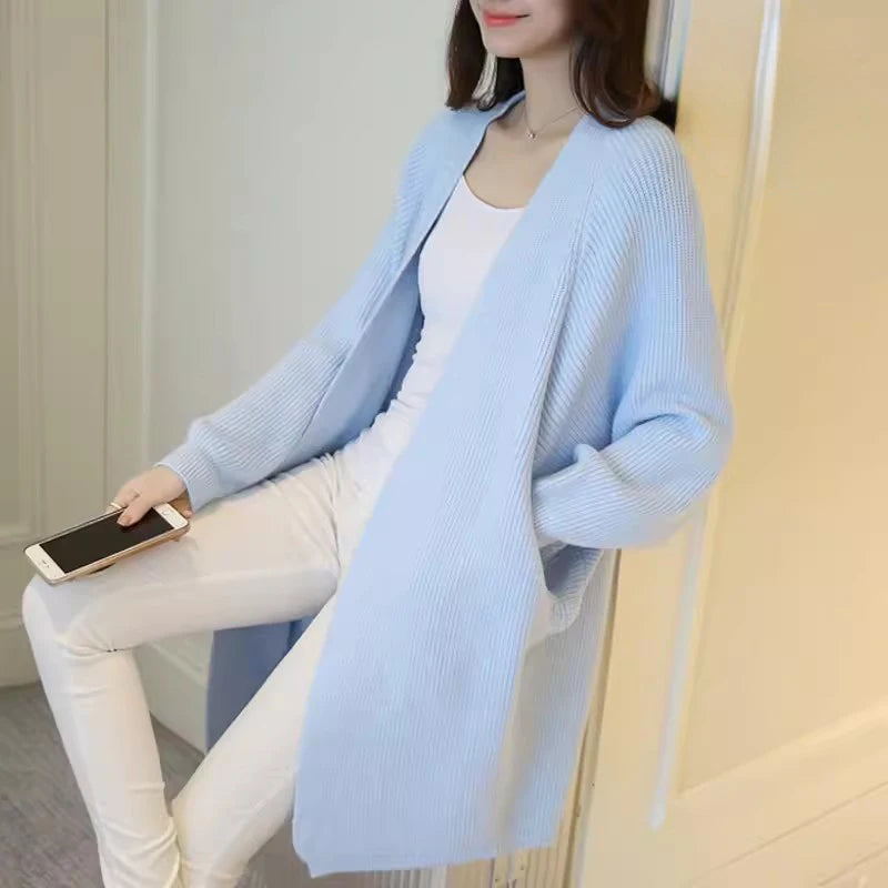 Hnewly  Longline Open Front Knit Cardigan for Women Comfy Sweater Coat Female Long Duster Cardi Casual Chic Autumn Winter Outfit