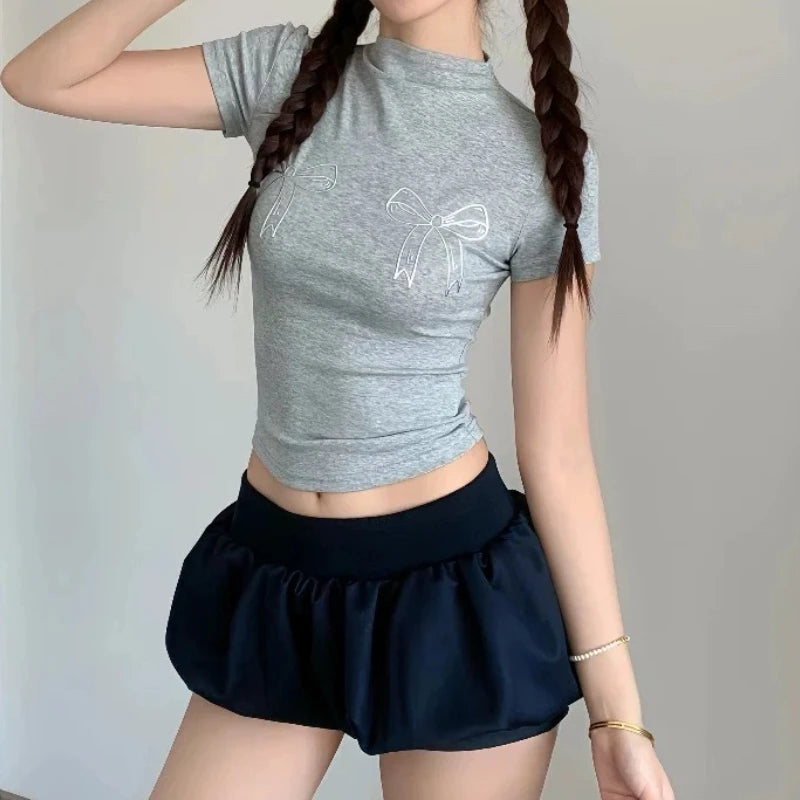 Hnewly  Korean Style Sweet Mini Skirt Kawaii Black Low Waist Ruffle Short Skirts Gothic Sexy Harajuku Casual A-line Solid Skirt