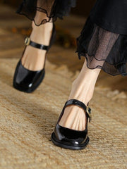 Hnewly Autumn Solid Medium Heels Sandals Office Ladies Buckle Casual Korean Style Pumps Non Slip Soft Elegant Shoes Woman Vintage
